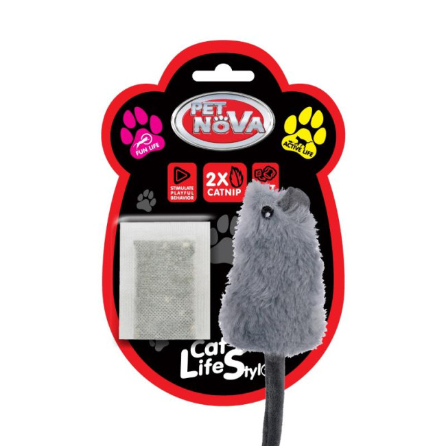 PET NOVA Plush Catnip pele ar kaķi 14cm 2gab
