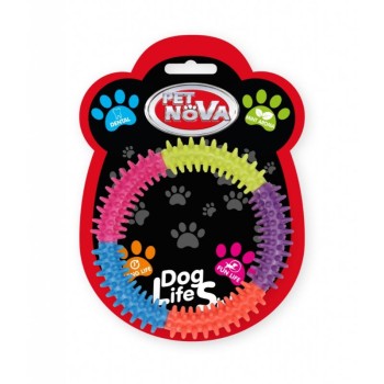 PET NOVA DENTAL spalvotas spygliuotas minkštas žiedas 12.5cm 2vnt