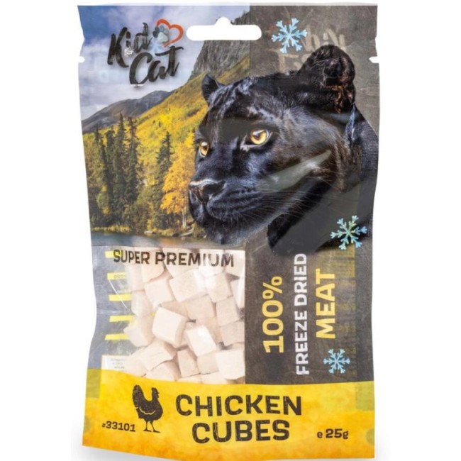 KIDCAT 100% liofilizuoti vištienos kubeliai katėms, 25 g