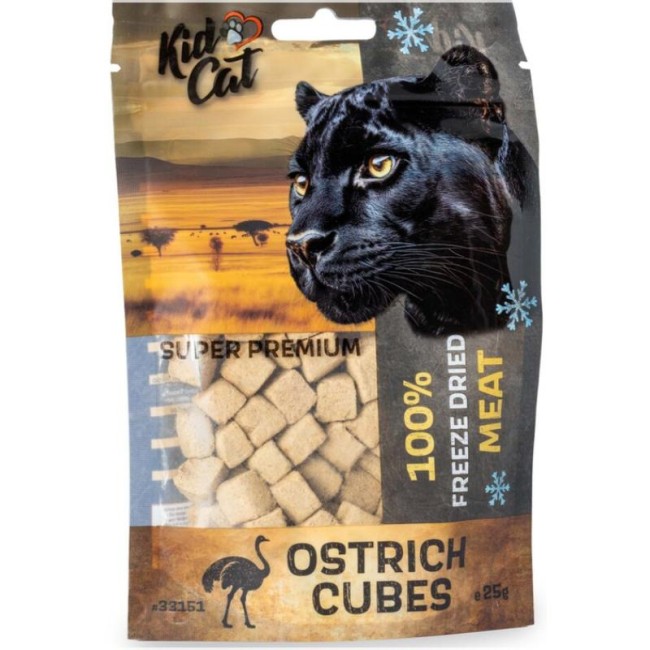 KIDCAT 100% liofilizuoti strutienos kubeliai katėms, 25 g
