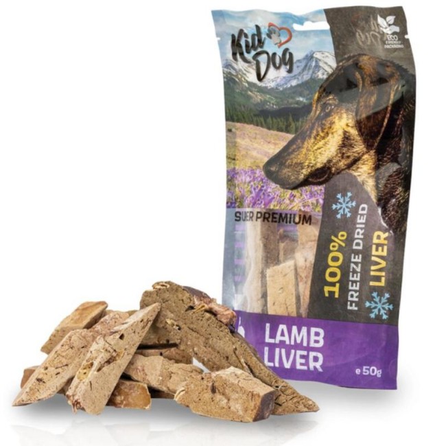 KIDDOG 100% liofilizuotos ėrienos kepenys šunims, 50 g