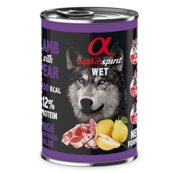ALPHA SPIRIT WET konservi ar jēra gaļu un bumbieriem 400g 6vnt