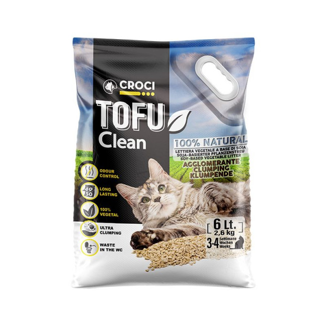 CROCI TOFU CLEAN ekoloģiski pakaiši kaķiem 6l 2.6kg
