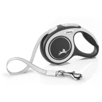 FLEXI Comfort Tape baltas/juodas pavadėlis S-5m iki 15kg