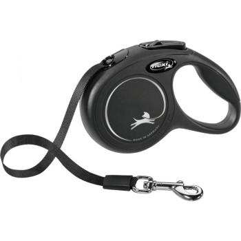 FLEXI New Classic Tape juodas pavadėlis L-5m iki 50kg