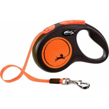 FLEXI New Neon Tape oranžinis pavadėlis S-5m iki 15kg