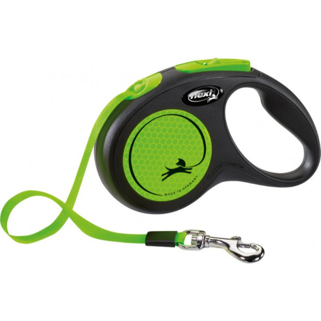 FLEXI New Neon Tape žalias pavadėlis M-5m iki 25kg