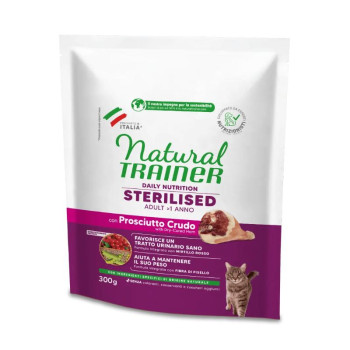 NATURAL TRAINER Kaķis pieaugušais sterilizēts HAM ar vītinātu gaļu 0.3kg