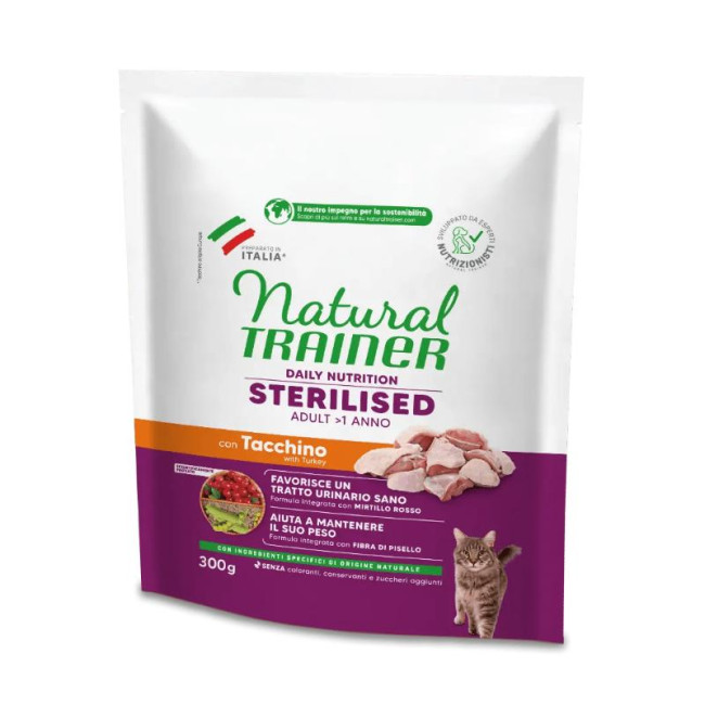 NATURAL TRAINER Kaķis Pieaugušais Sterilizētais Tītars ar kalkūtu 0.3kg