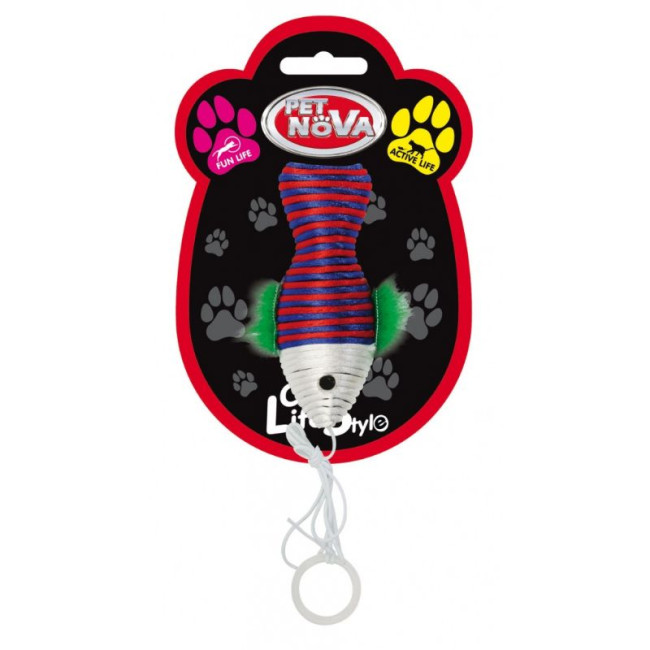 PET NOVA Fish žaislas kaķei ar virvi 10x4cm 3gab