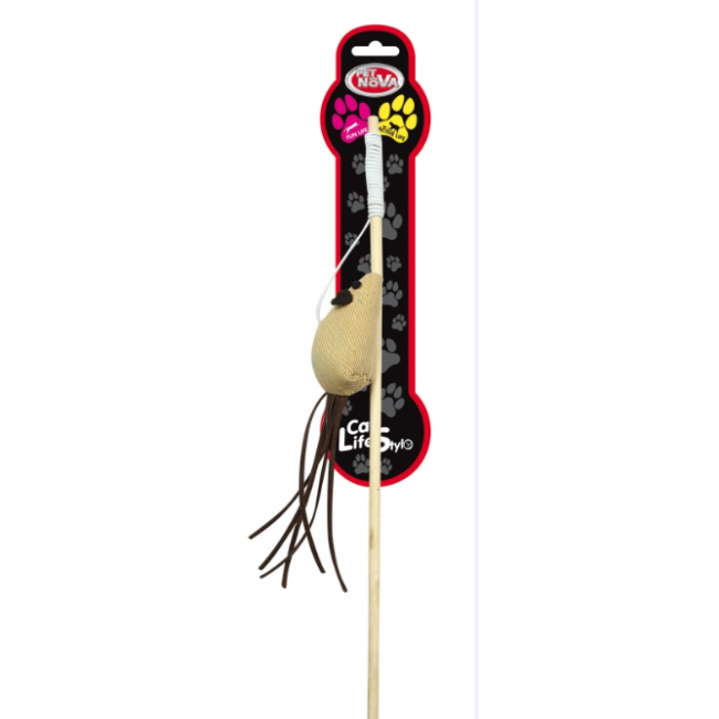 PET NOVA pagaliukas katei pelytėsu odine uodega 40cm 3vnt