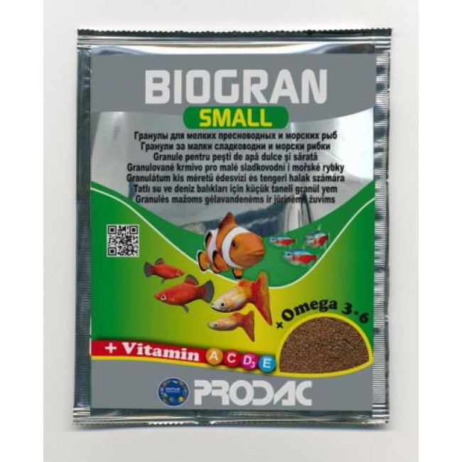 PRODAC BIOGRAN SMALL smalkas granulas zivīm 15g (24)