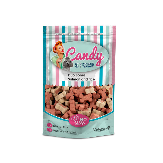 VADIGRAN CANDY STORE SALMON mini kauliņi suņiem 180g (12)