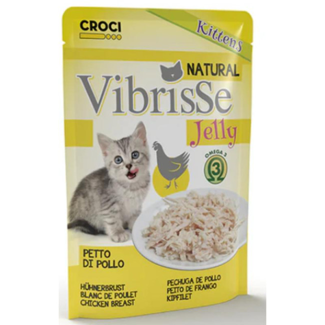 VIBRISSE konservi kucēniem vistas krūtiņā želejā 70g 18gab