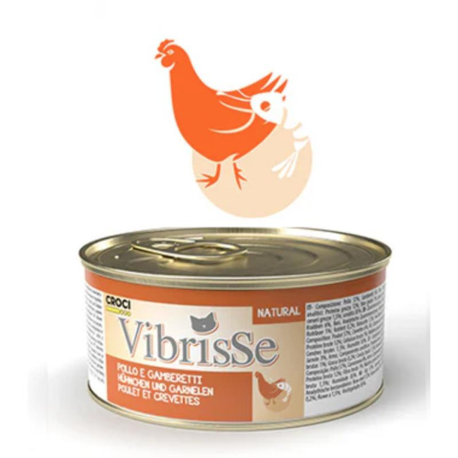 VIBRISSE konservi kaķiem ar vistas gaļu un garnelēm 70g 12gab (24)