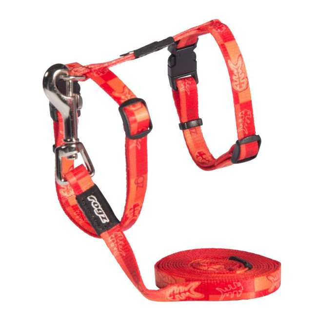 ROGZ sarkanais komplekts siksnas+pavada kaķim