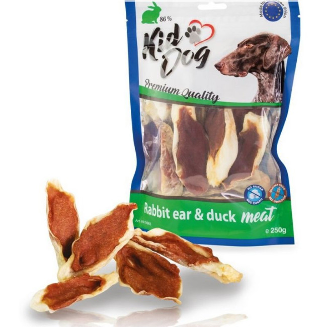 KIDDOG Gaļa trušu ausis ar gaļas 250g (40)