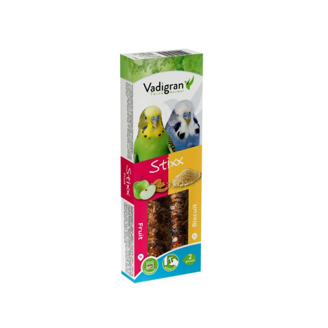 VADIGRAN Stixx Fruit-Biscuit papūgom 2 skoniai 90g (10)