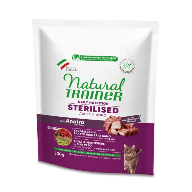 NATURAL TRAINER Kaķis pieaugušais Sterilizēts PĪLE ar pīli 0.3kg