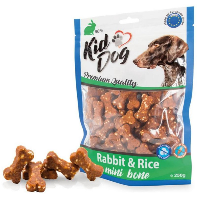 KIDDOG Bones kauliņi ar trušu un rīsiem 250g (40)