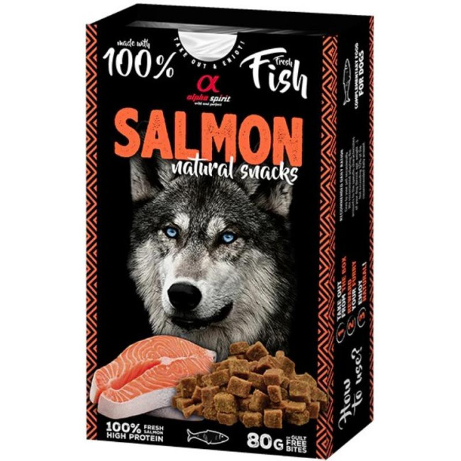 ALPHA SPIRIT NATURAL DOG skanėstai šunims su lašiša 80g