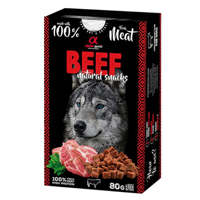 ALPHA SPIRIT NATURAL DOG skanėstai šunims su jautiena 80g