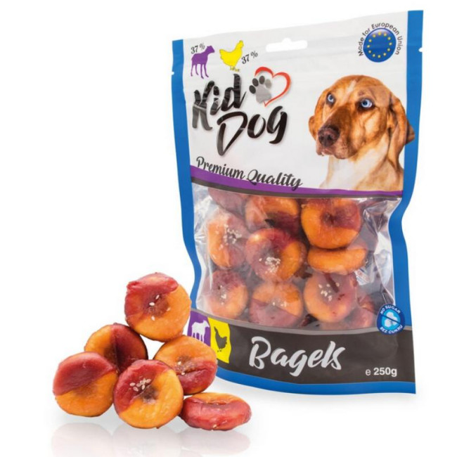 KIDDOG ādas bumbiņas ar gaļu un vistu 250g (40)