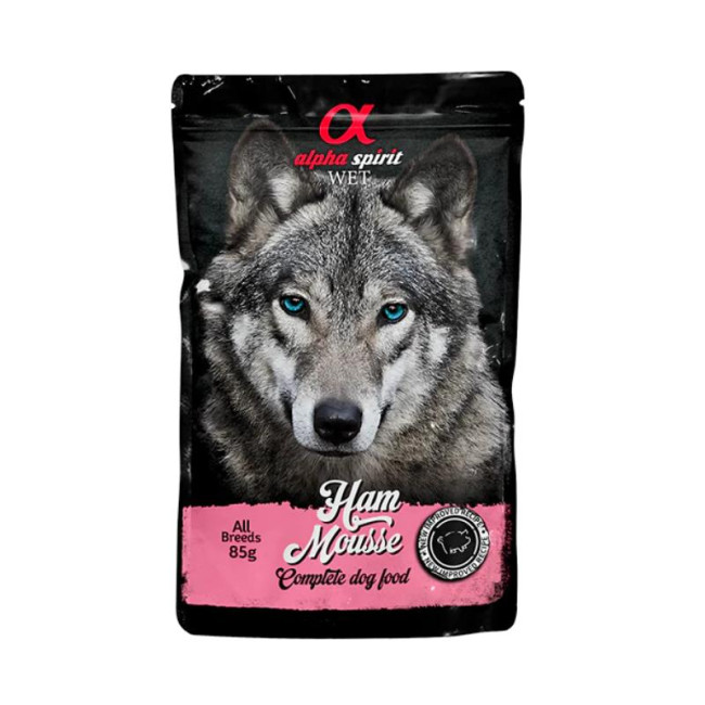 ALPHA SPIRIT WET putėsiai šunims su kumpiu 85g