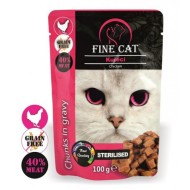FINE CAT konservas sterilizuotoms katėms su vištiena 100g