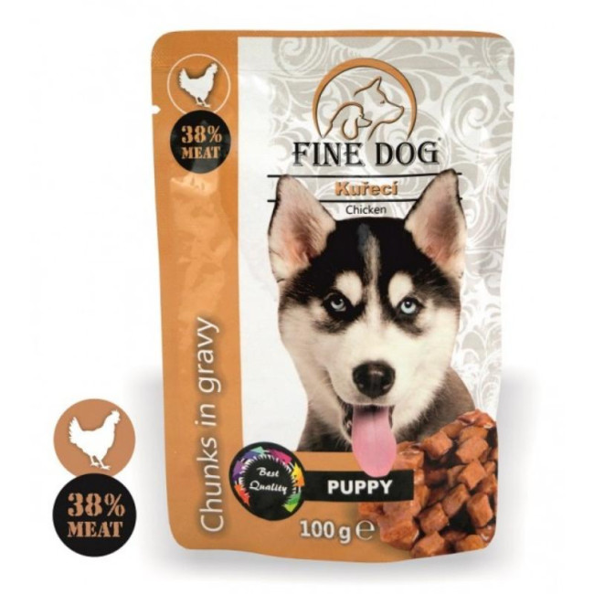 FINE DOG konservai šuniukams su vištiena 100g 22vnt