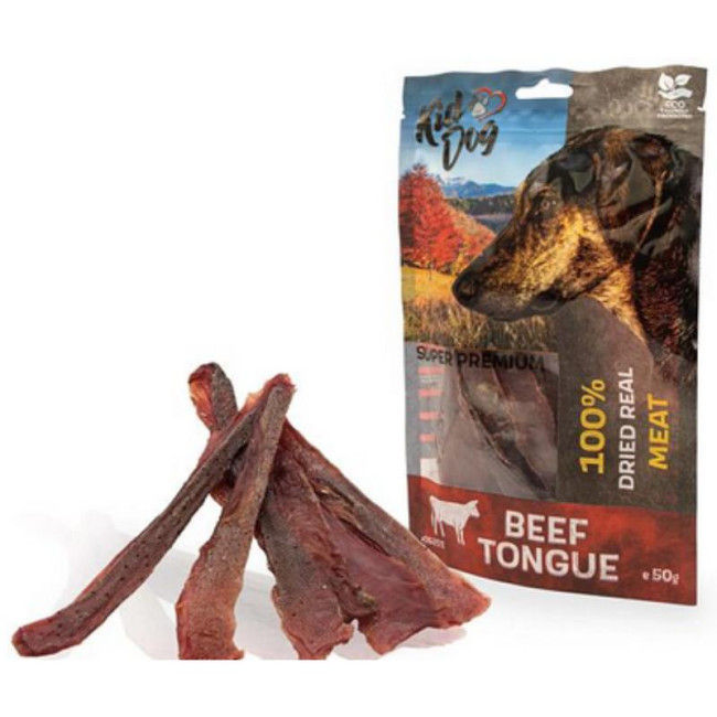 KIDDOG liellopu gaļas mēle plānās strēmelēs 50g (100)