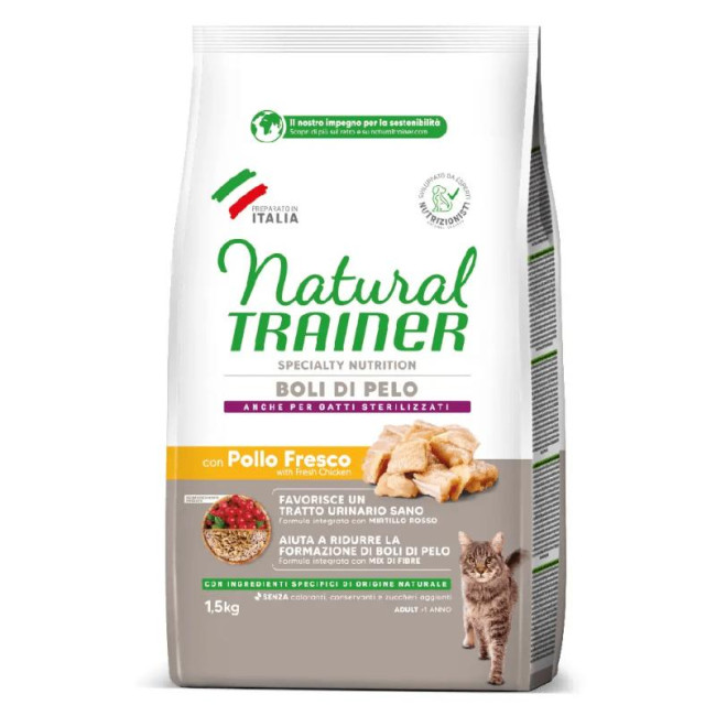 NATURAL TRAINER katėms nuo sąvėlų su vištiena 1.5kg (6)