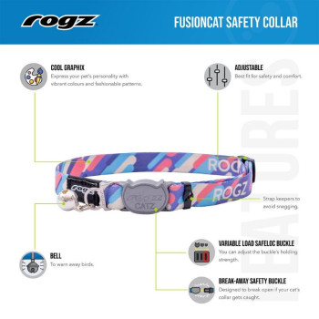 ROGZ FusionCat rožinis antkaklis 11mm 20-31cm